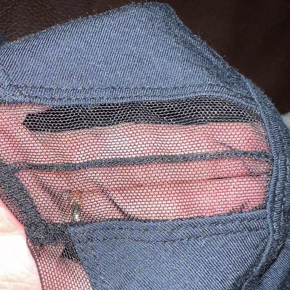 Intimately FP sz S black short sleeve V-neck wrap front thong bodysuit mesh trim - Picture 6 of 16